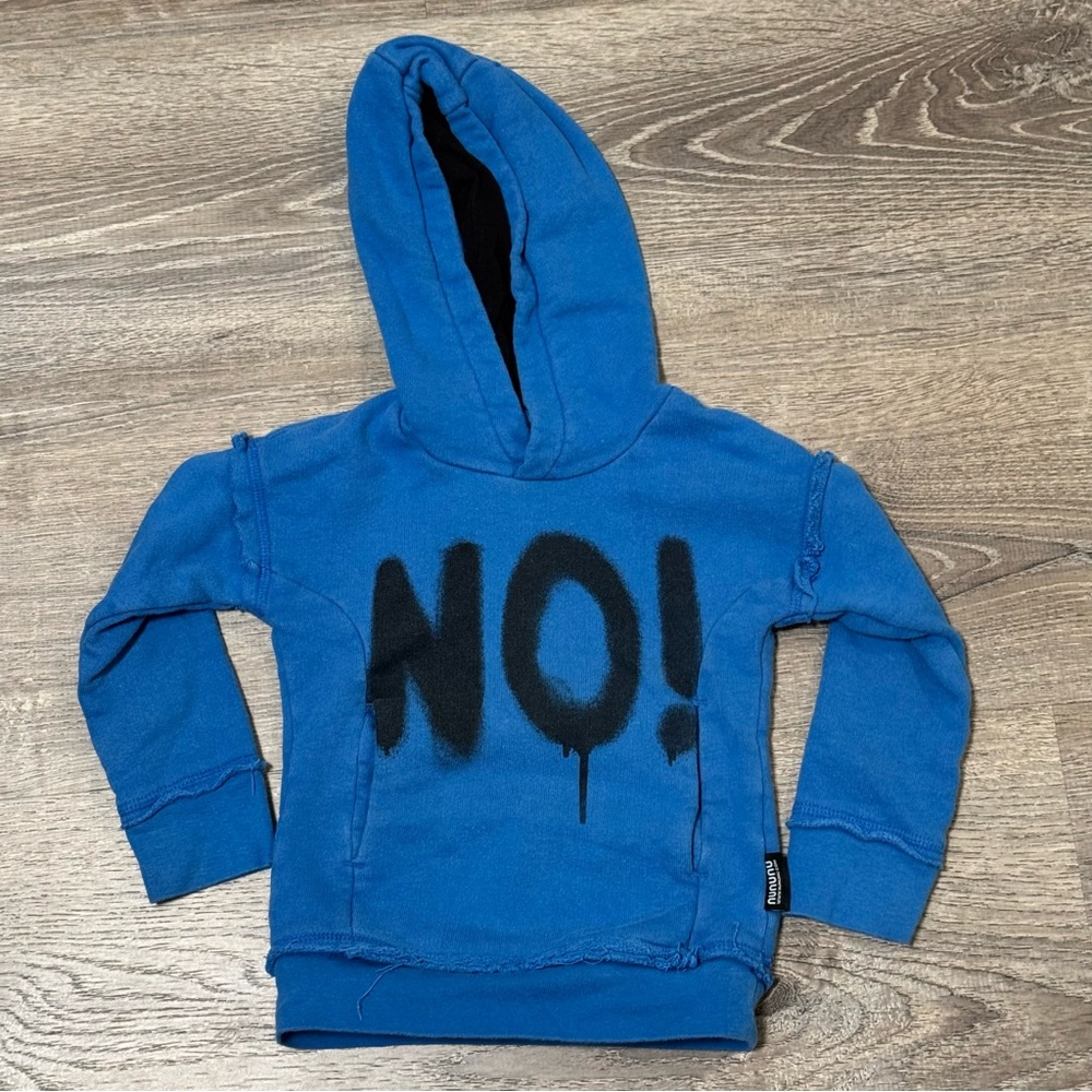 nununu Unisex No! Graphic blue hoodie 18-24m